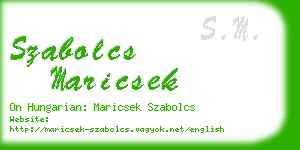 szabolcs maricsek business card